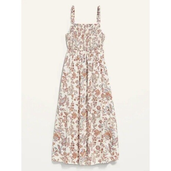 Old Navy Fit Flare Sleeveless Cotton-Poplin Smocked-Bodice Dress 2X Boho Beachy - Picture 3 of 9